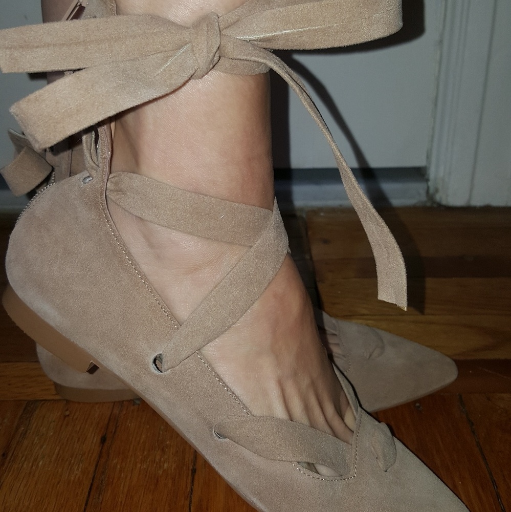 LAST CHANCE! CLOSET CLOSING! Jeffrey Campbell Susy-hi nude suede lace-up flats - Picture 8 of 8